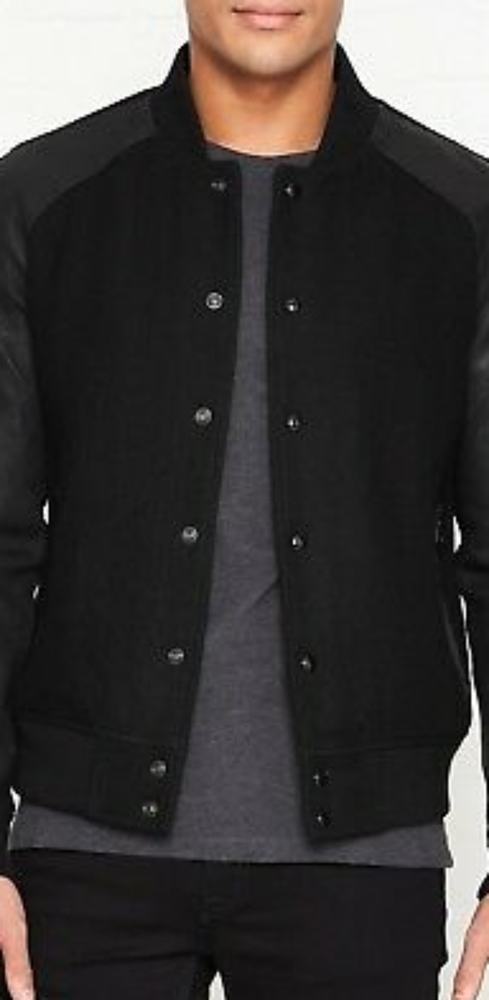 ⭐ AllSaints Elton Leather Trimmed Wool Varsity ⭐ - Picture 4 of 7